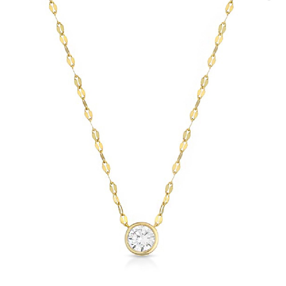 Collana in Argento giallo con zircone bianco 