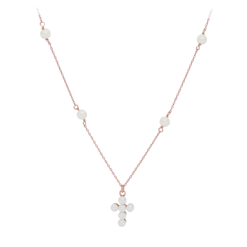 Collana in argento rosa Croci Perle Cosmic Love Cuori Milano