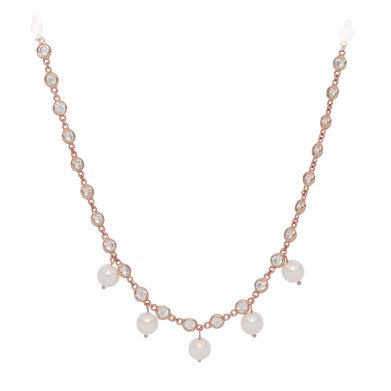 Collana in argento rosa e perle Moon Girl Cuori Milano