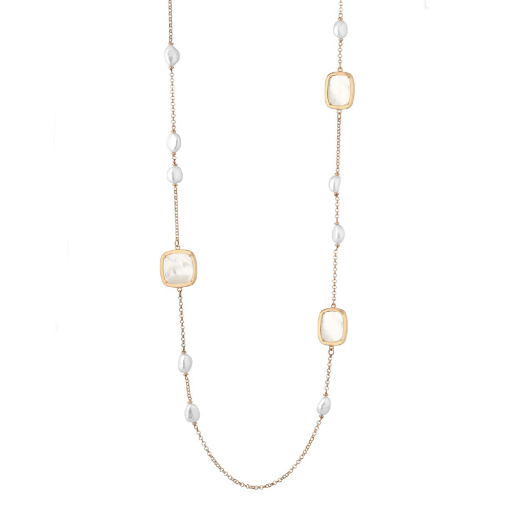 Collana in Argento rosato con perle dacqua dolce e madreperla australiana