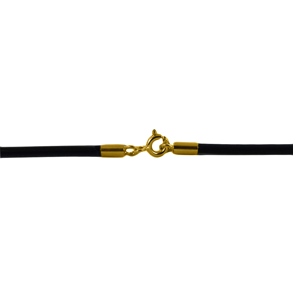 Collana in caucciu nero 40 cm e chiusura in oro giallo