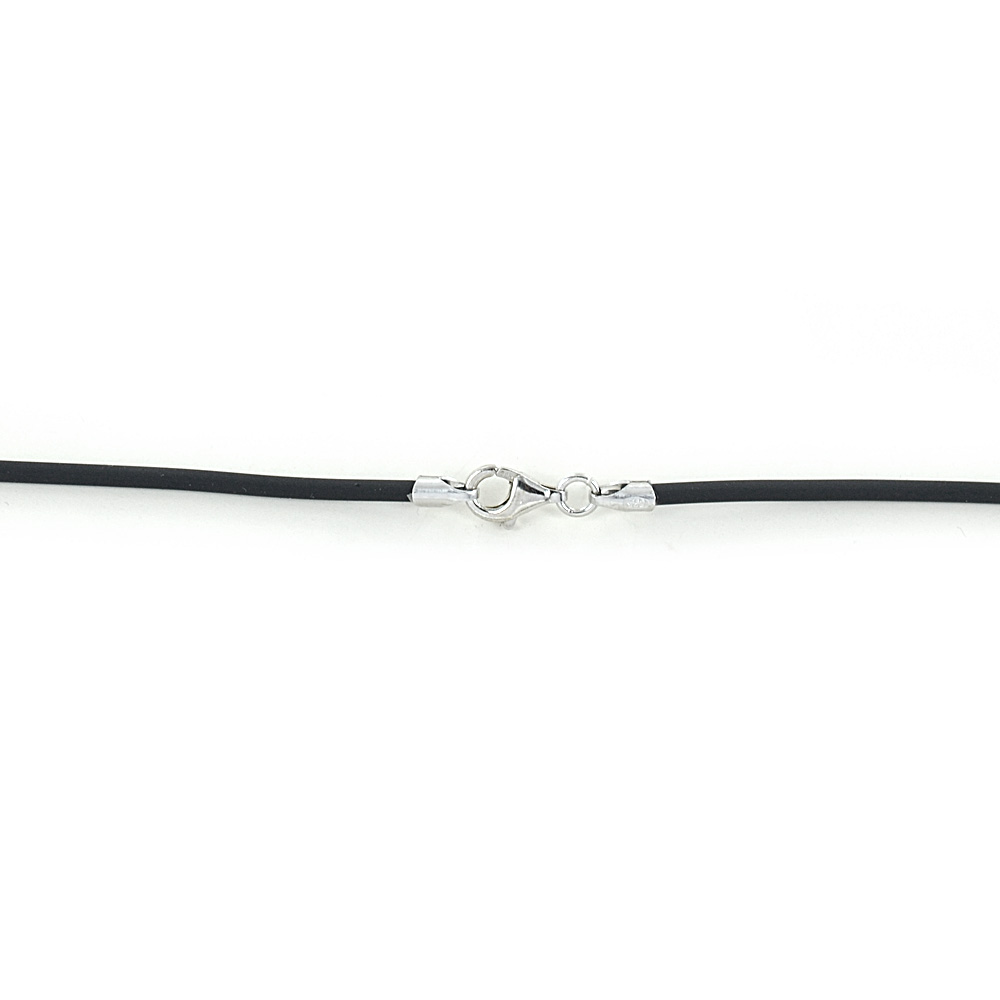 Collana in caucci nero 50 cm e chiusura in argento