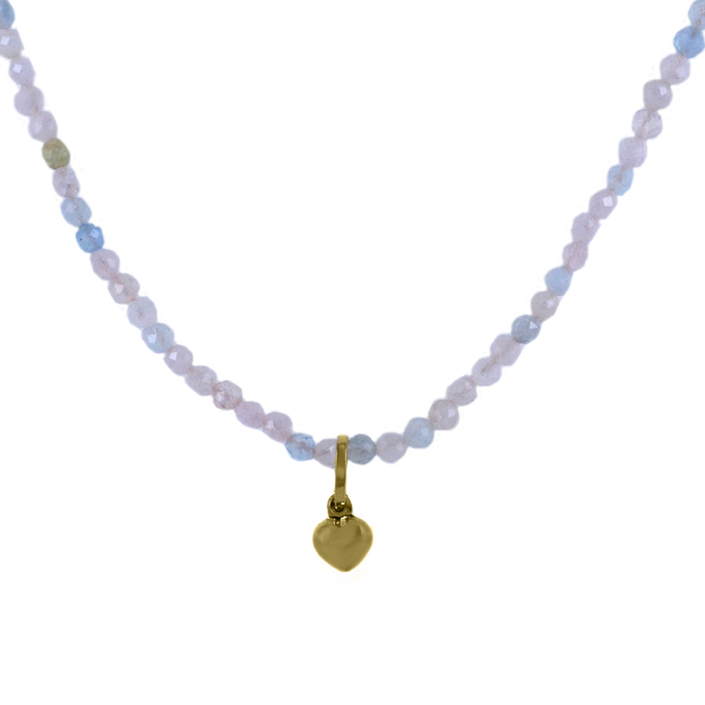 Collana in morganite con ciondolo cuoricino in oro