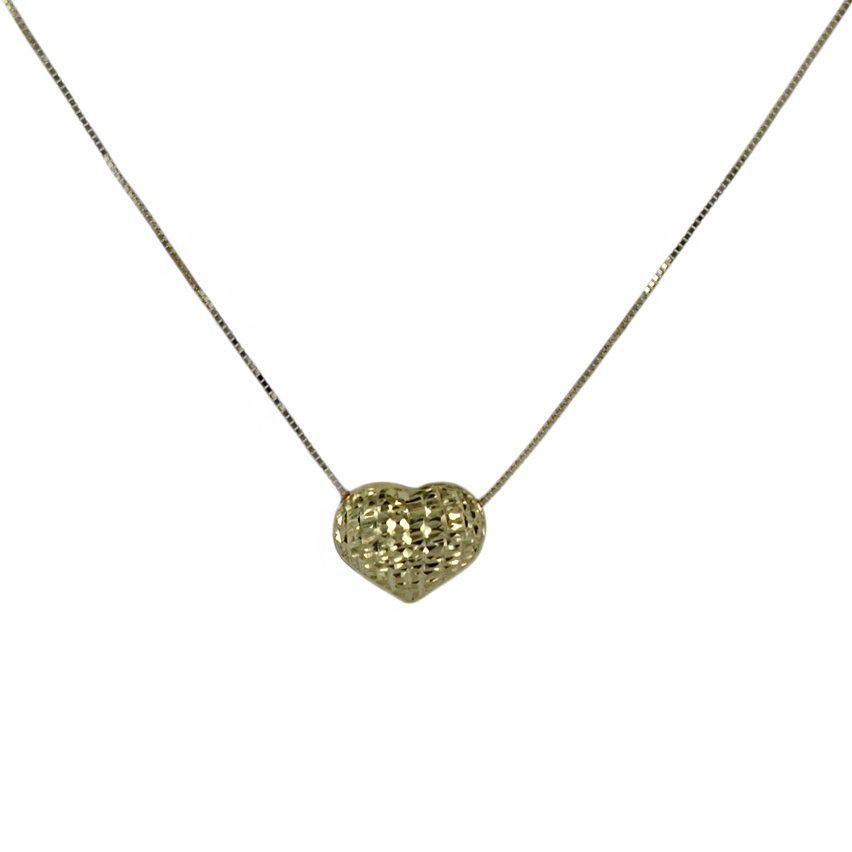 Collana in oro giallo con cuore bombato