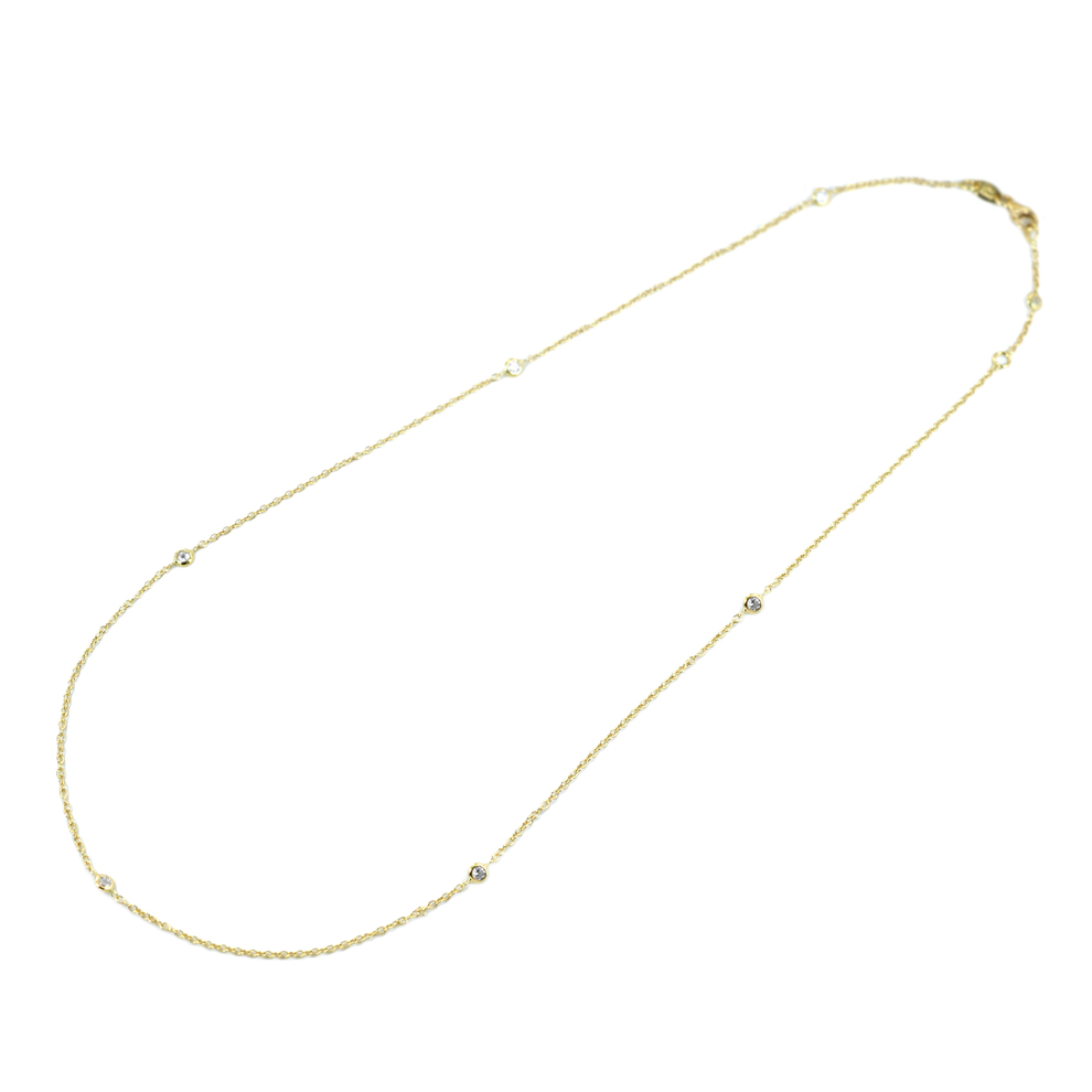 Collana in oro giallo con zirconi punto luce sul girocollo