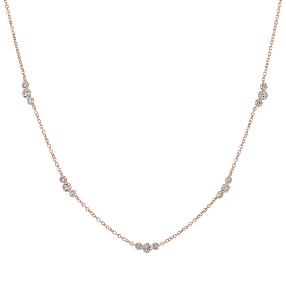 Collana in oro rosa con diamanti punto luce 