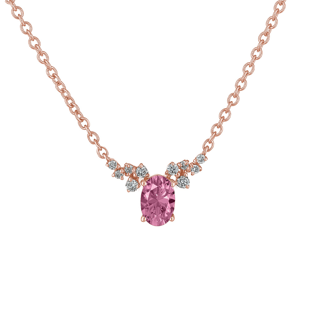 Collana in oro rosa con Zaffiro rosa e Diamanti 