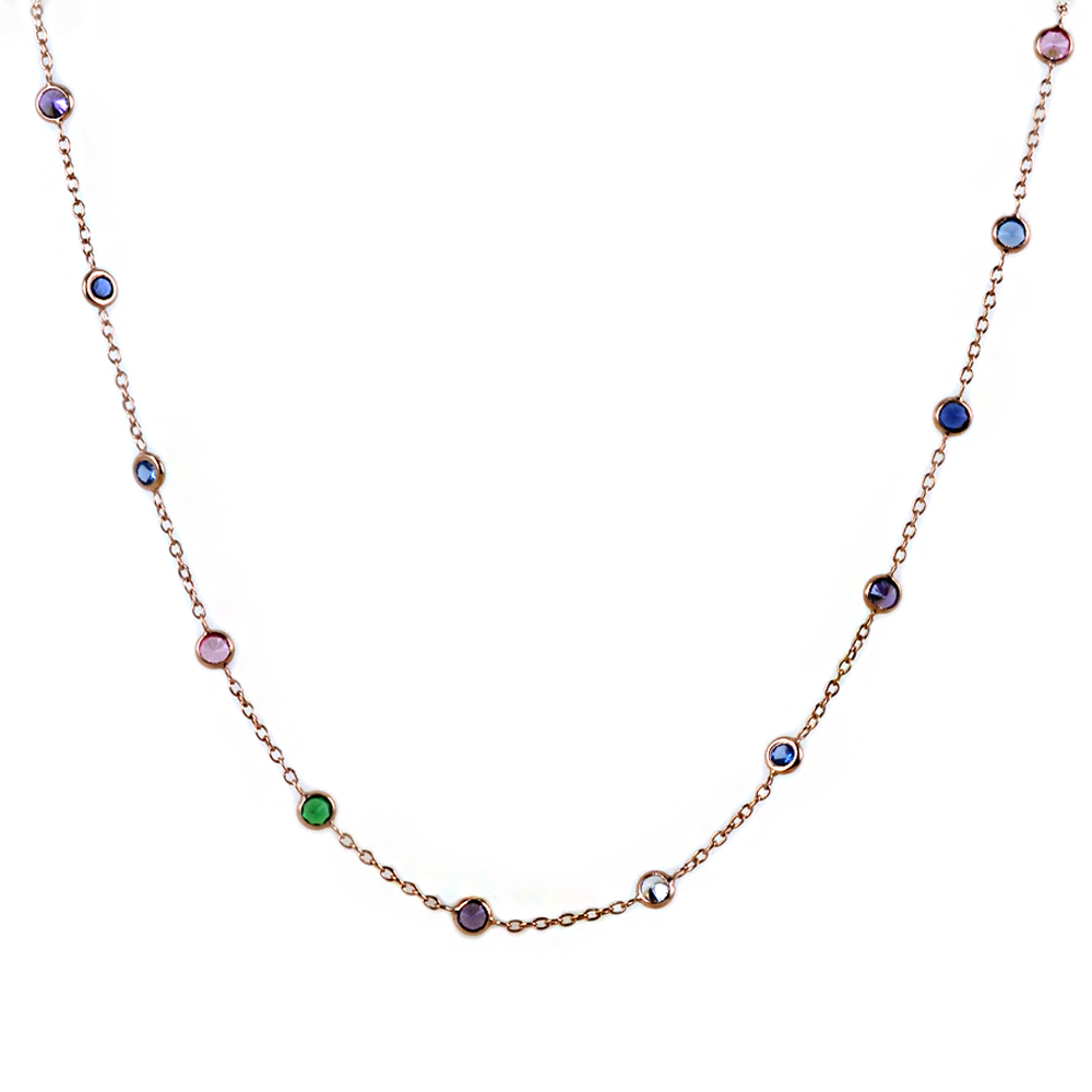 Collana in oro giallo con zirconi colorati