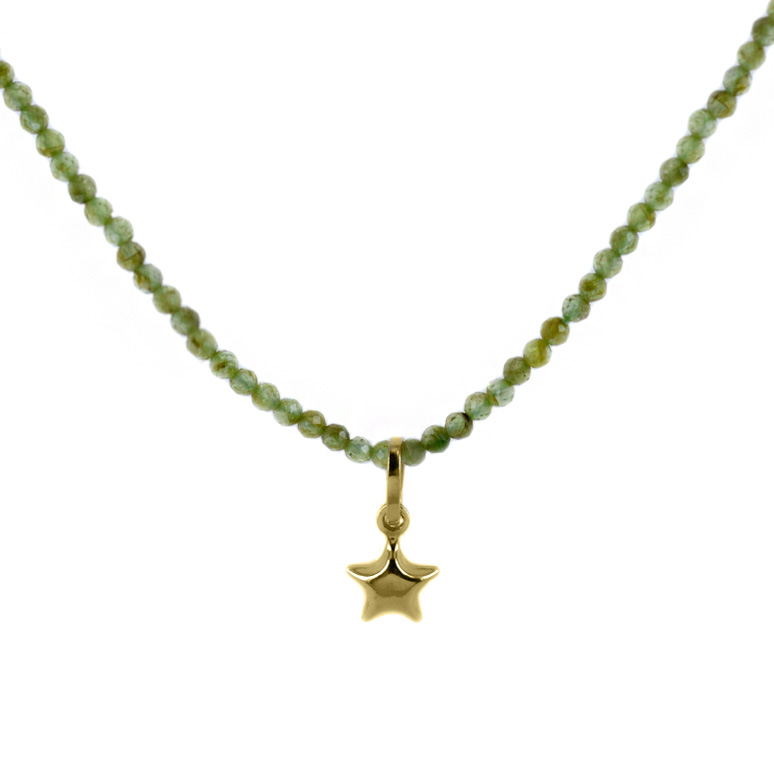 Collana in peridoto con ciondolo stella in oro