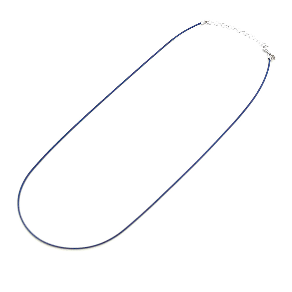 Collana in tessuto nautico blu sottile e chiusura in argento 60 cm
