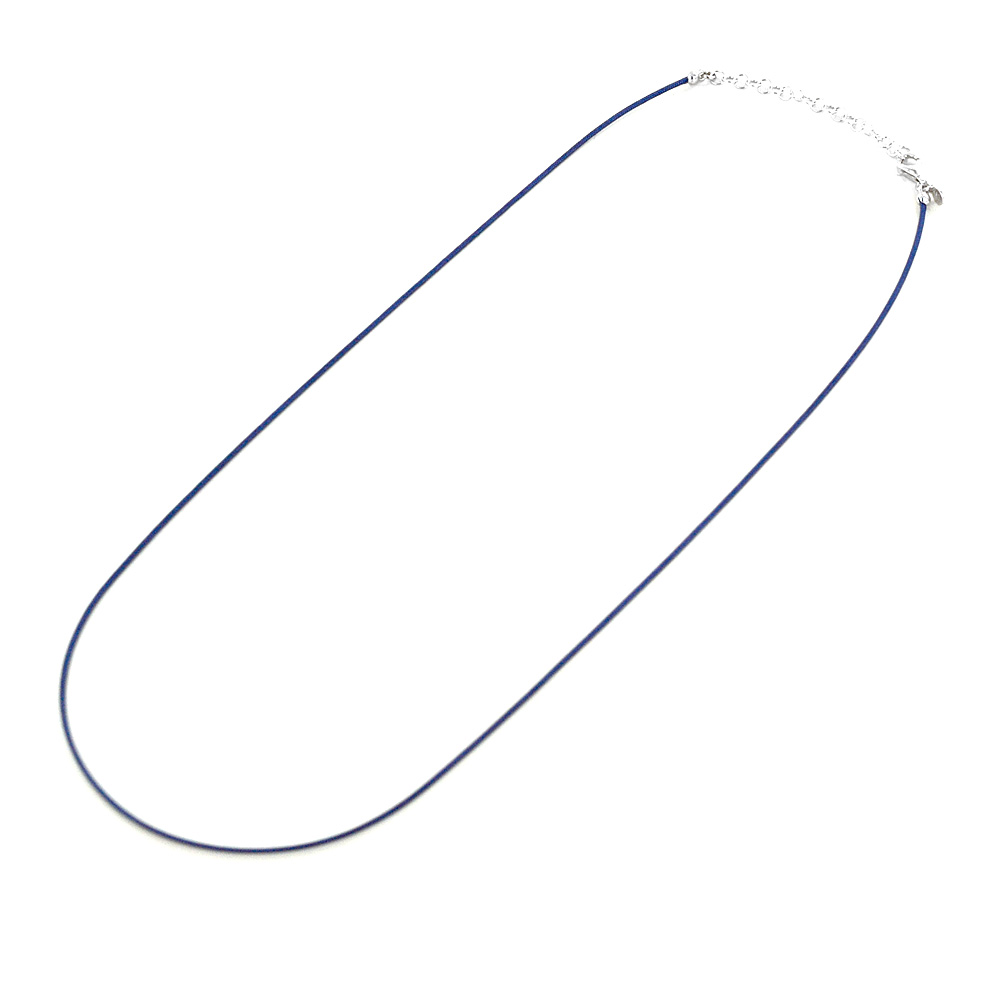 Collana in tessuto nautico blu sottile e chiusura in argento regolabile