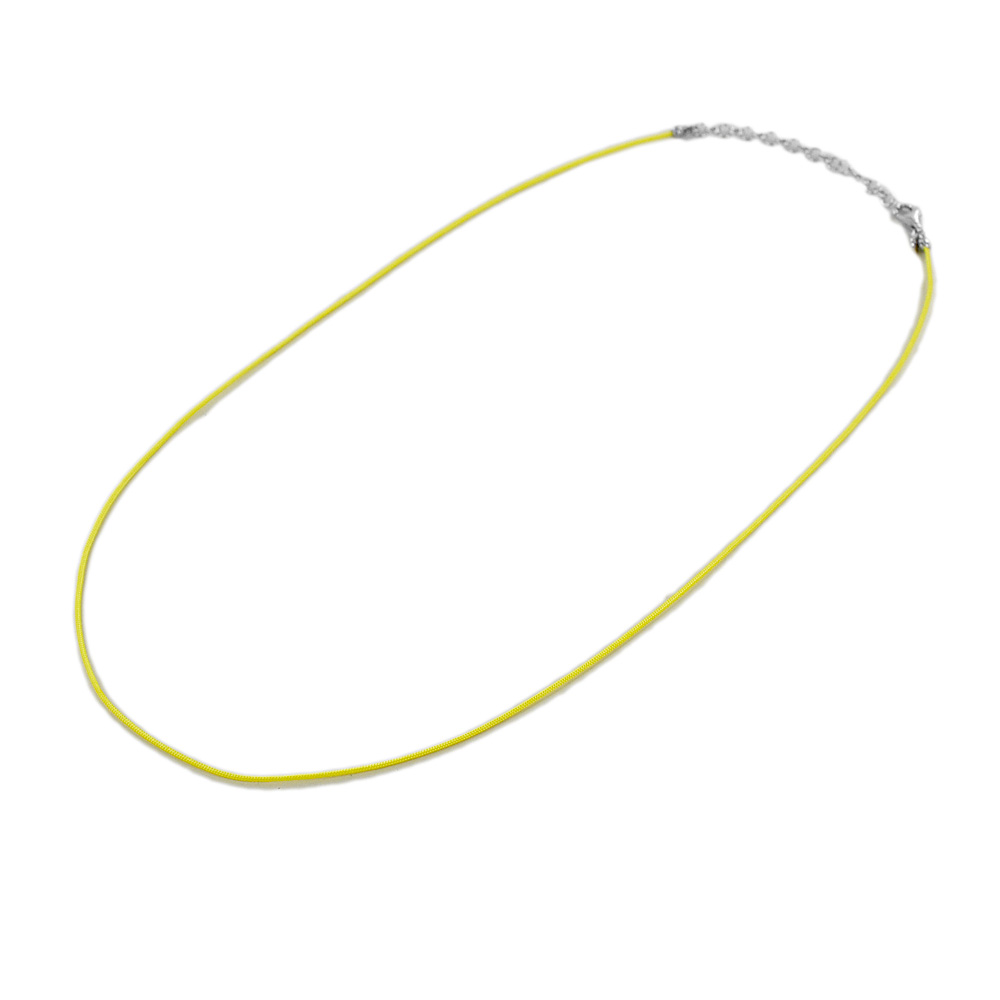 Collana in tessuto nautico giallo sottile e chiusura in argento regolabile