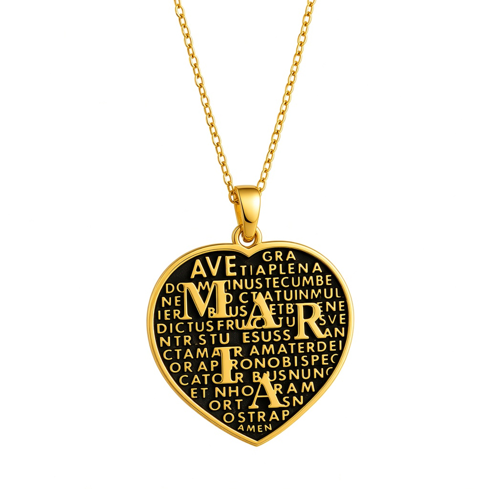 Collana lunga con pendente Ave Maria in argento Agios
