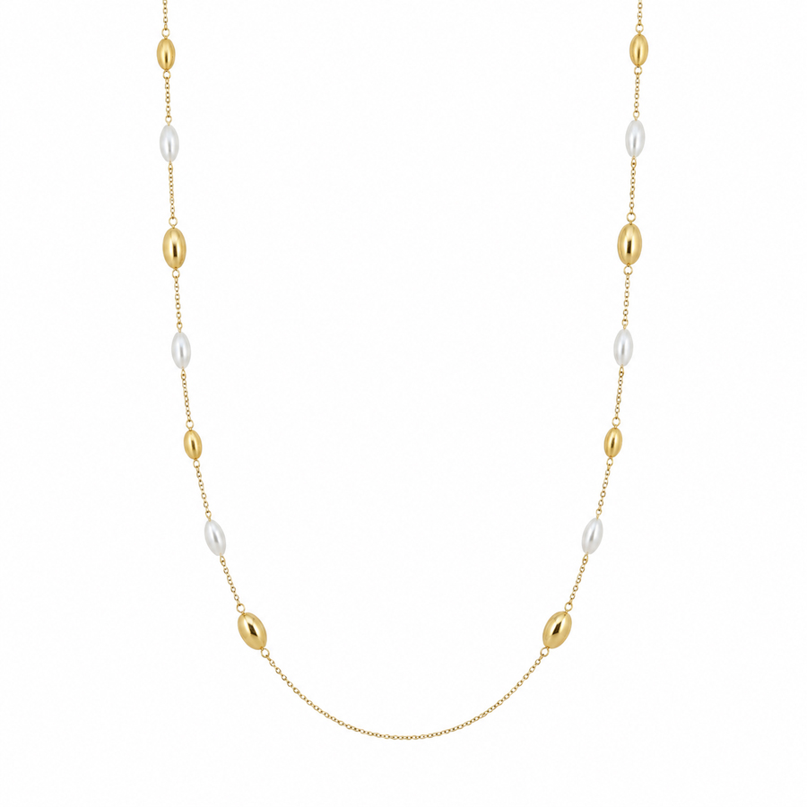 Collana Lunga da Donna in Argento con perle flat collezione Bonton Marcello Pane 