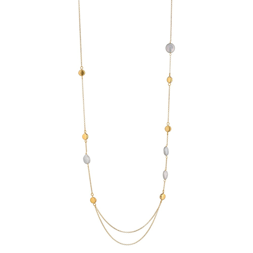 Collana lunga da Donna in Argento perle flat longuette collezione Bonton