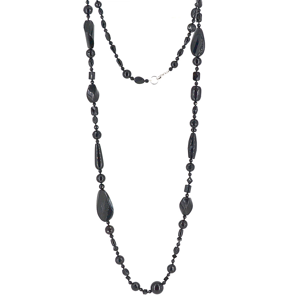 LONAGO Collana Donna Argento 925 Con Pendente Due Farfalle E Onice Nero - Catena Regolabile 18-20 Pollici, Ipoallergenica