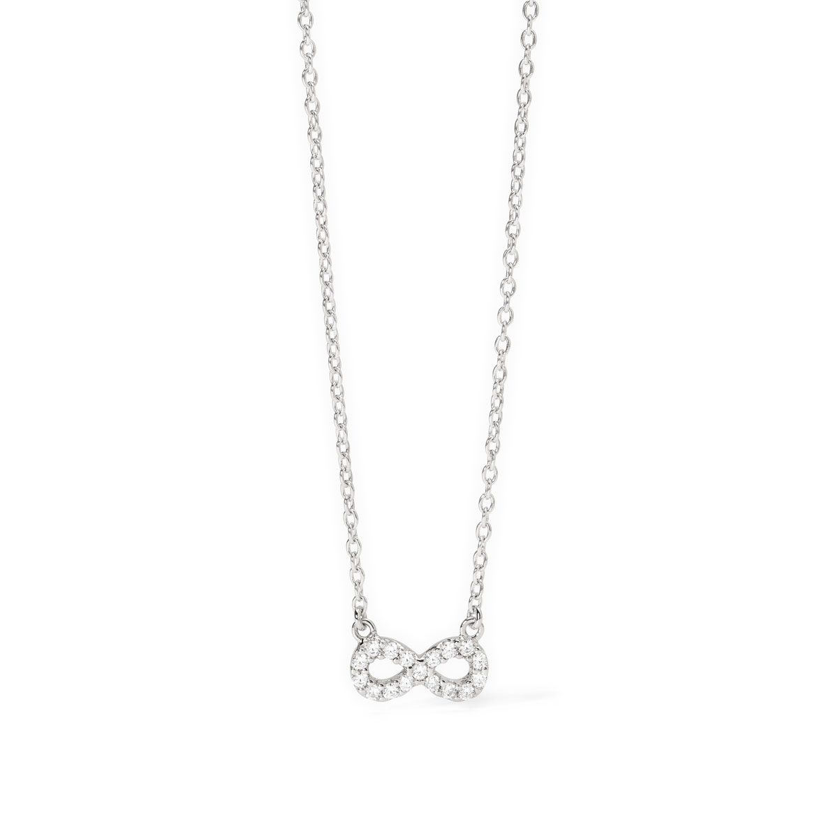 Collana Mabina in argento a forma di infinito con zirconi bianchi 553654