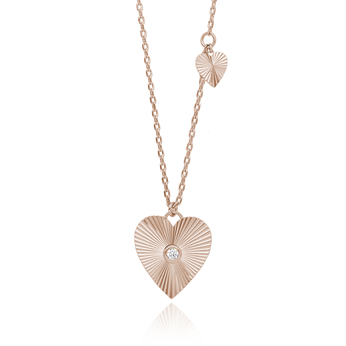 Collana Mabina in argento con ciondolo cuore raggi di luce e zircone 553367