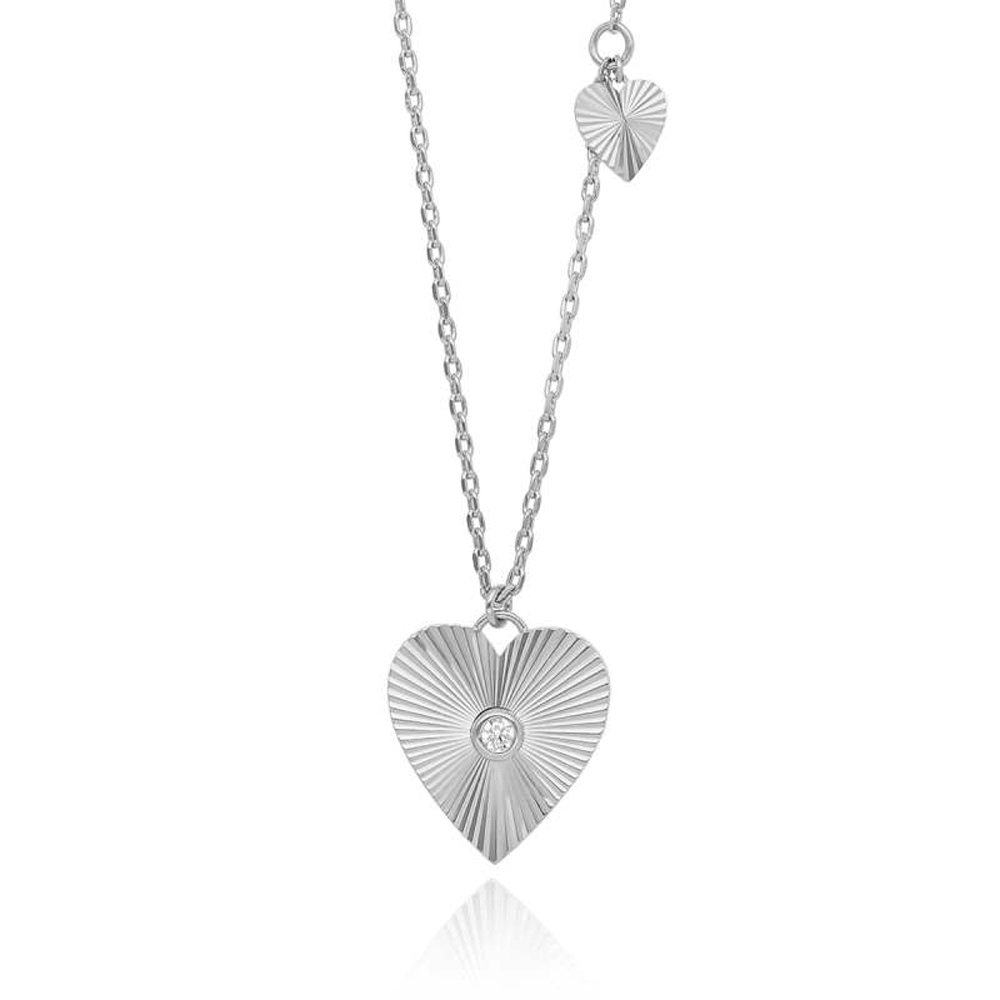 Collana Mabina in argento con ciondolo cuore raggi di luce e zircone 553368