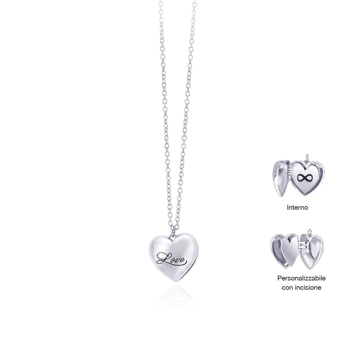 Collana Mabina in argento con Cuore apribile e personalizzabile 553227