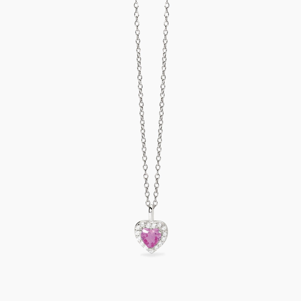 Collana Mabina in argento con Tormalina sintetica a forma di cuore e zirconi 553668