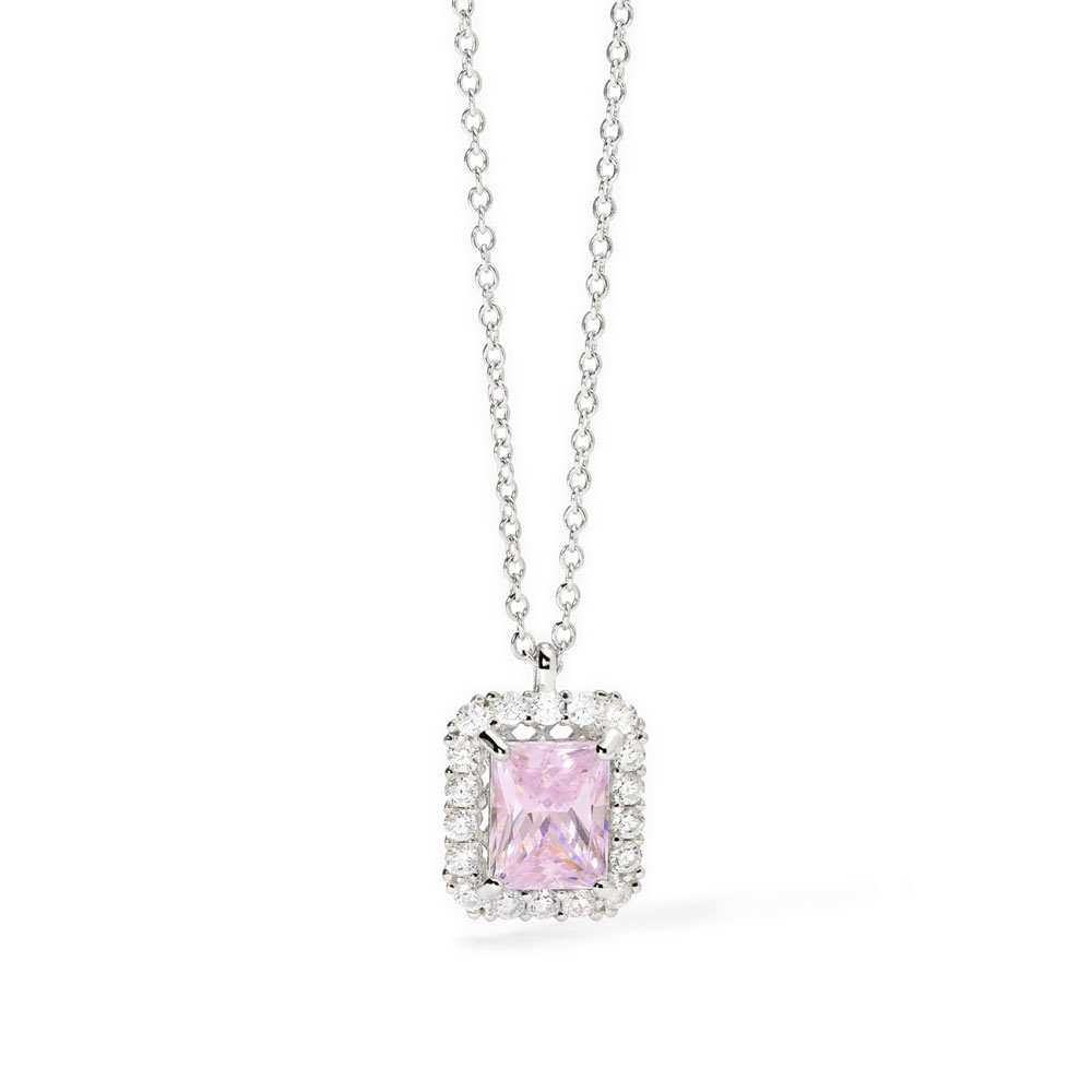 Collana Mabina in argento con zircone rosa e zirconi bianchi 553652