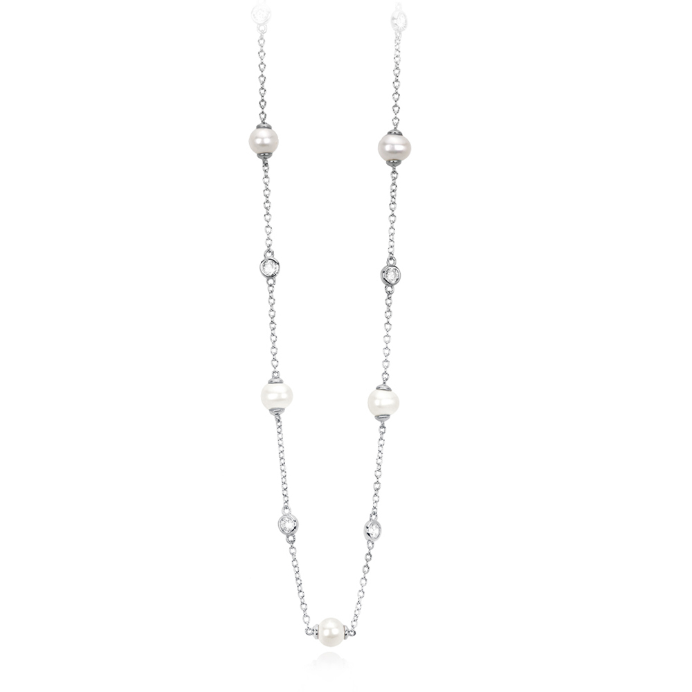 Collana Mabina in argento con zirconi e perle 553230