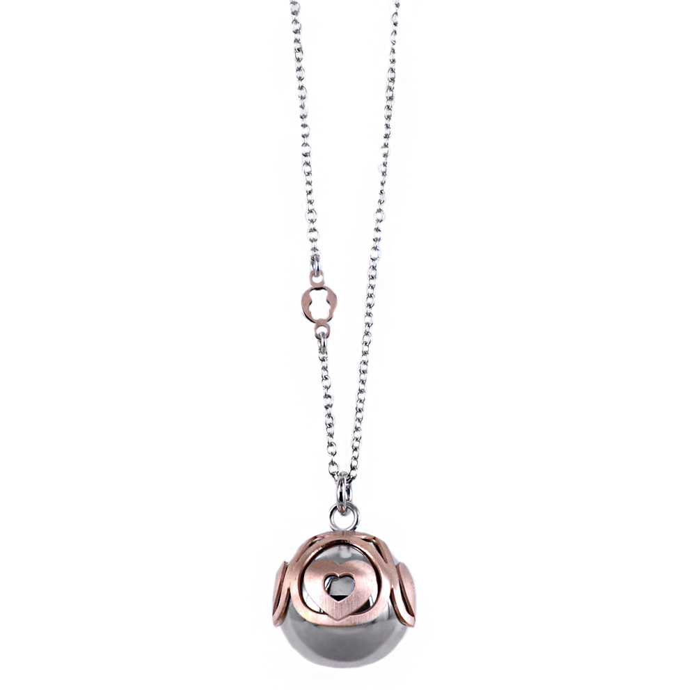 Collana Nanan con ciondolo chiama angeli Cuori rosa in argento NAN0255