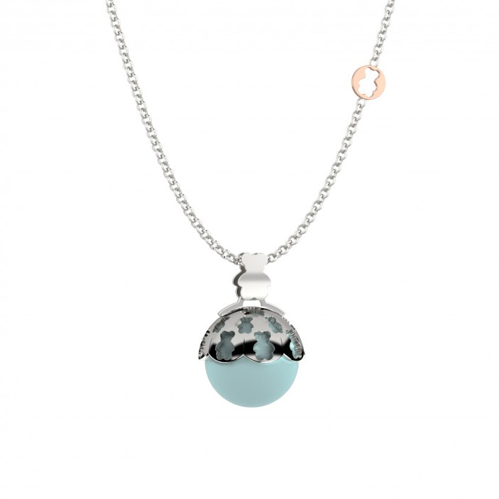 Nenalina Collana Con Ciondolo Ali D'Angelo E Sfera Dei Desideri - 80cm, In Argento 925 E Granato