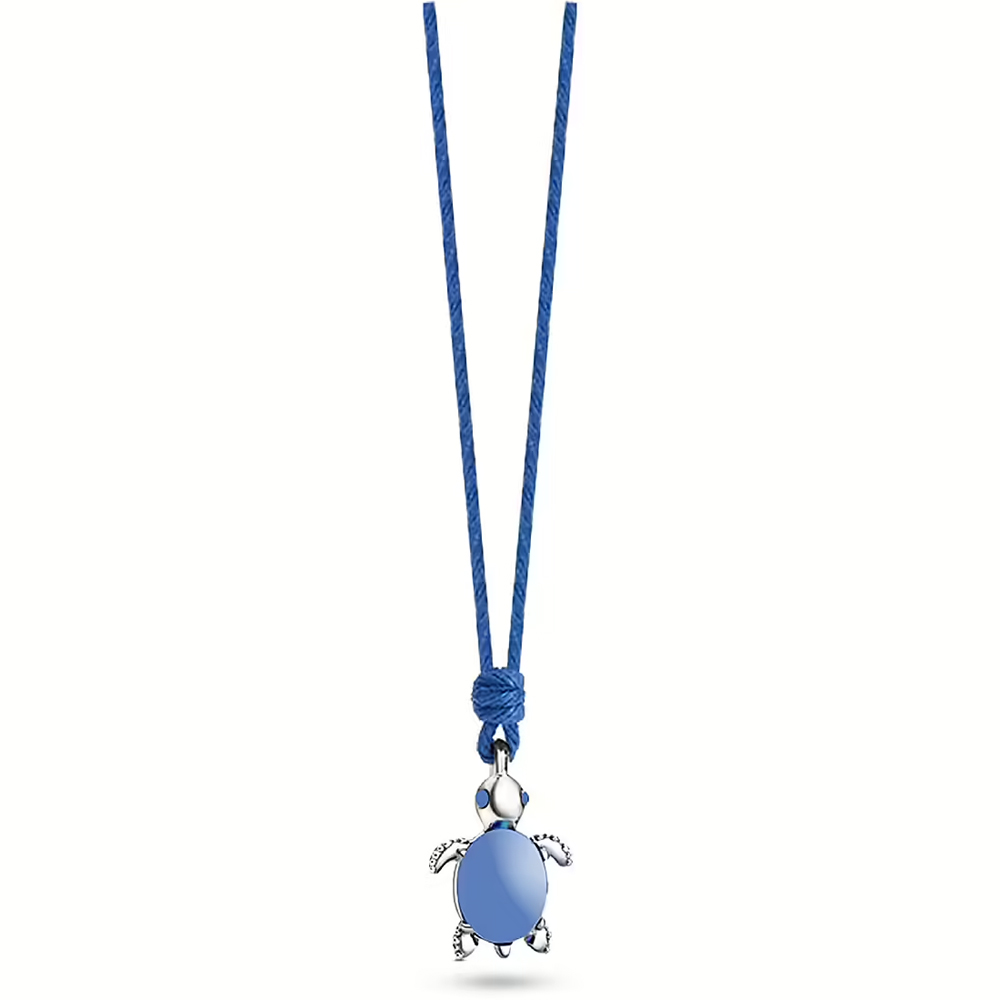 Collana Nanan da bambino/a con laccio blu e ciondolo tartaruga in argento NAN0440