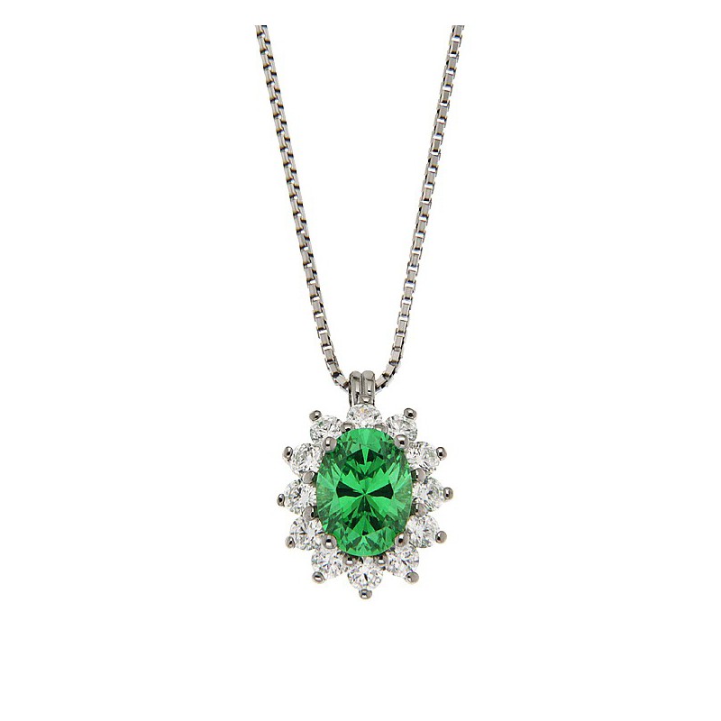 Collana Orsini Rosetta in Argento con zircone verde