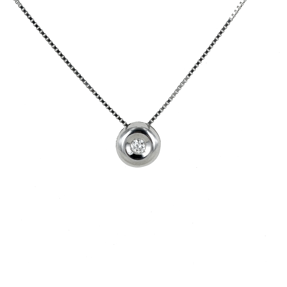 Collana Punto Luce Cipollina piccola con diamante ct 0.02 G VS 