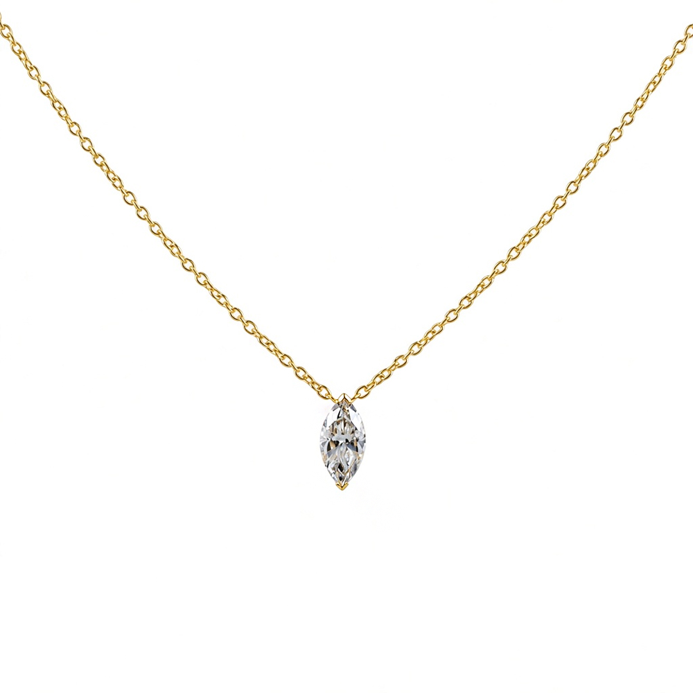 Collana Punto Luce Marquise Diamante Lab Grown in oro giallo