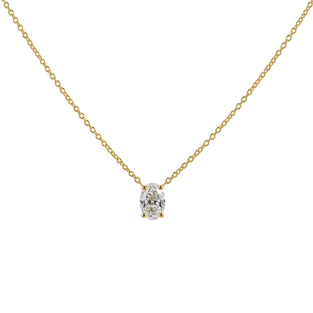 Collana Punto Luce Ovale Diamante Lab Grown in oro giallo