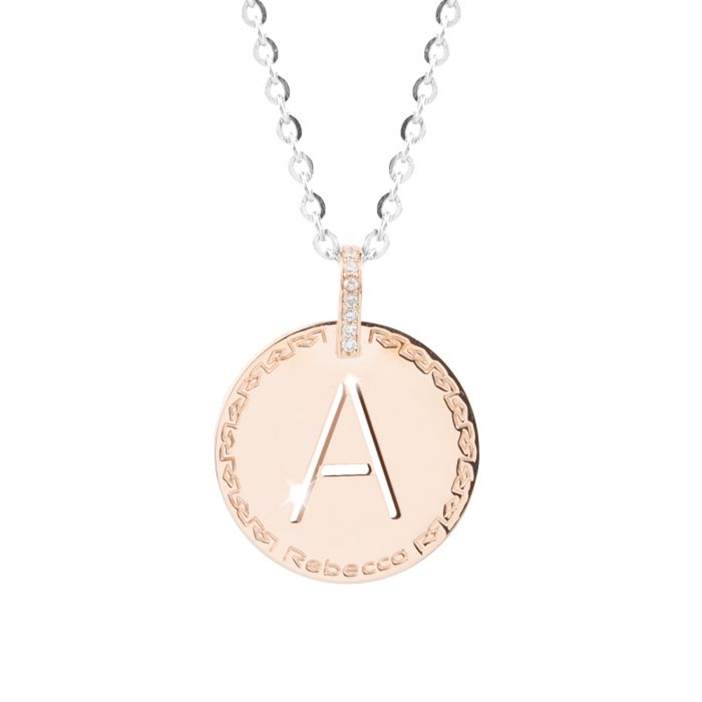 Collana Rebecca donna in acciaio rosa e silver My World lettera A 