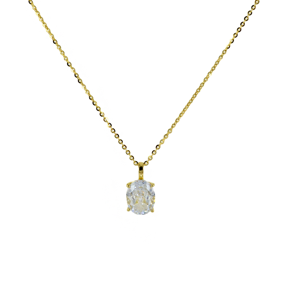 Collana Rebecca in argento giallo con zircone ovale SDAKOO08
