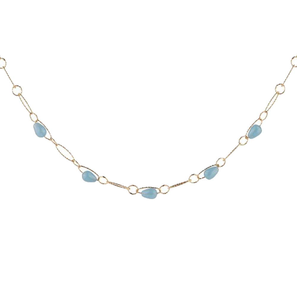 Collana Rebecca in Bronzo collezione Tulipe con cinque pietre colorate azzurre