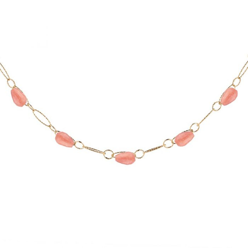 Collana Rebecca in Bronzo collezione Tulipe con cinque pietre colorate Rosa