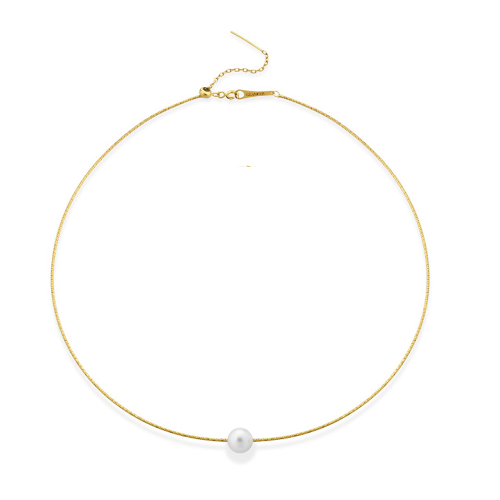 Collana rigida in Argento giallo con perla d�acqua dolce 8.00 - 8.50 mm