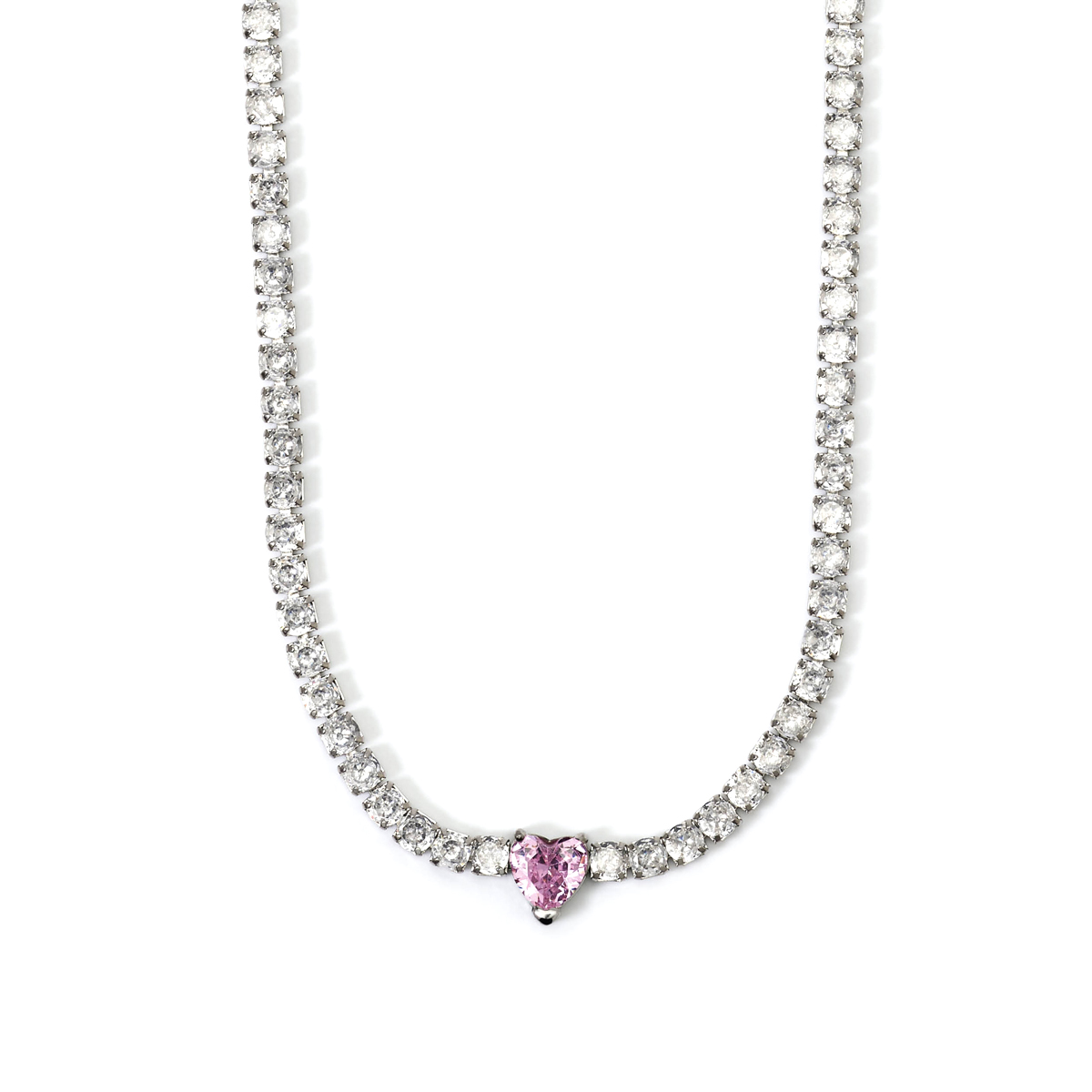 Collana Tennis 2Jewels in Acciaio con zircone a cuore rosa