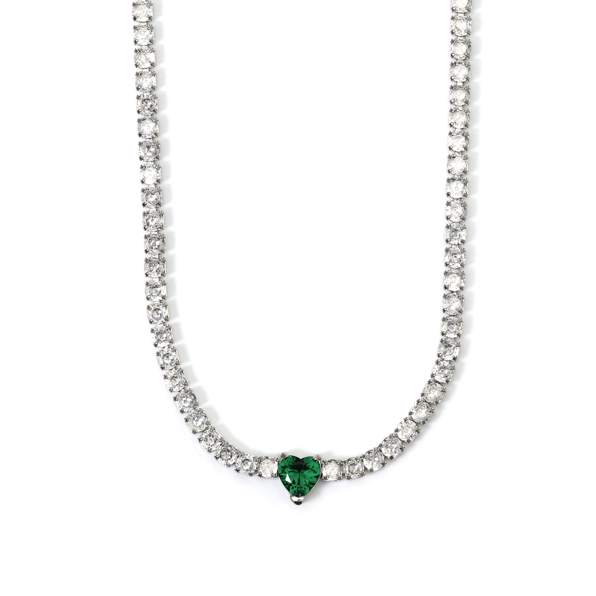 Collana Tennis 2Jewels in Acciaio con zircone a cuore verde