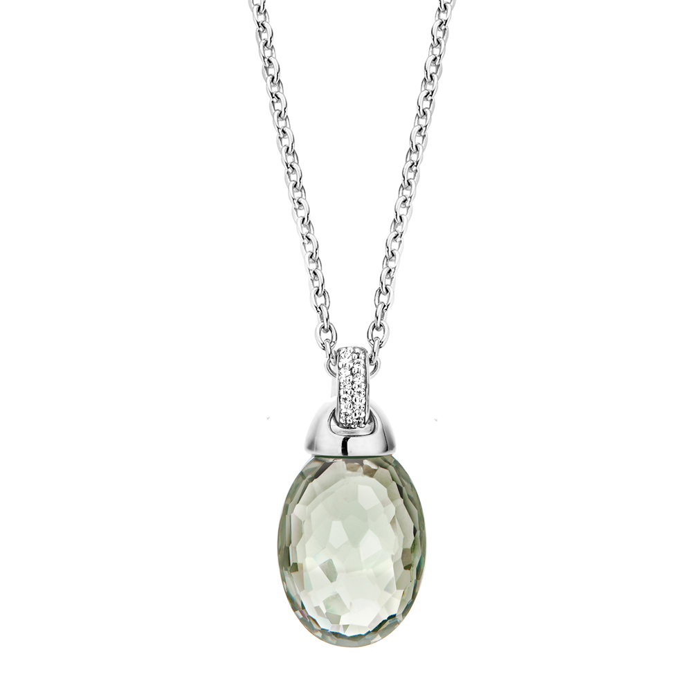 Ti Sento Milano Silver necklace with green pendant 3862GG
