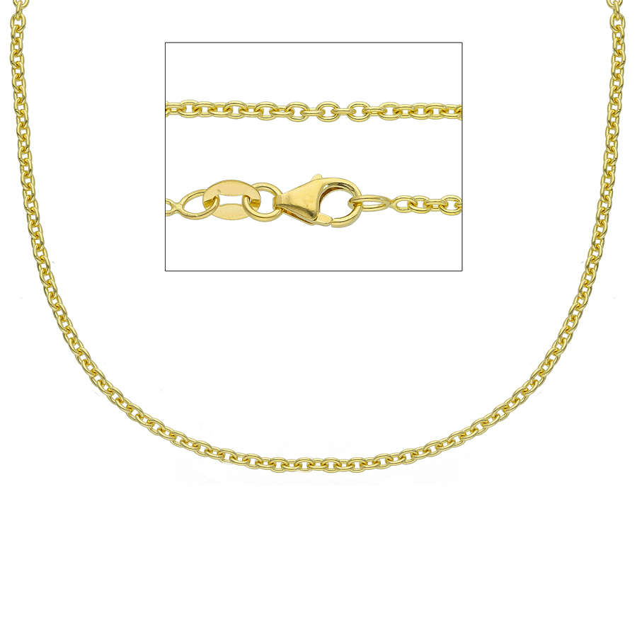 Collana Unisex catena maglia rolo piena in oro giallo 60 cm media