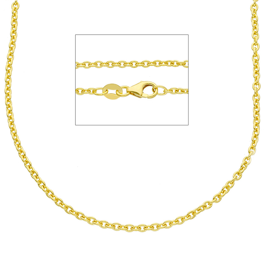 Collana Unisex catena maglia rolo piena in oro giallo 60 cm spessa