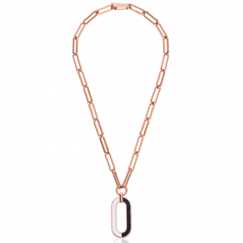 Collana Unoaerre in bronzo con pendente smaltato bianco e nero