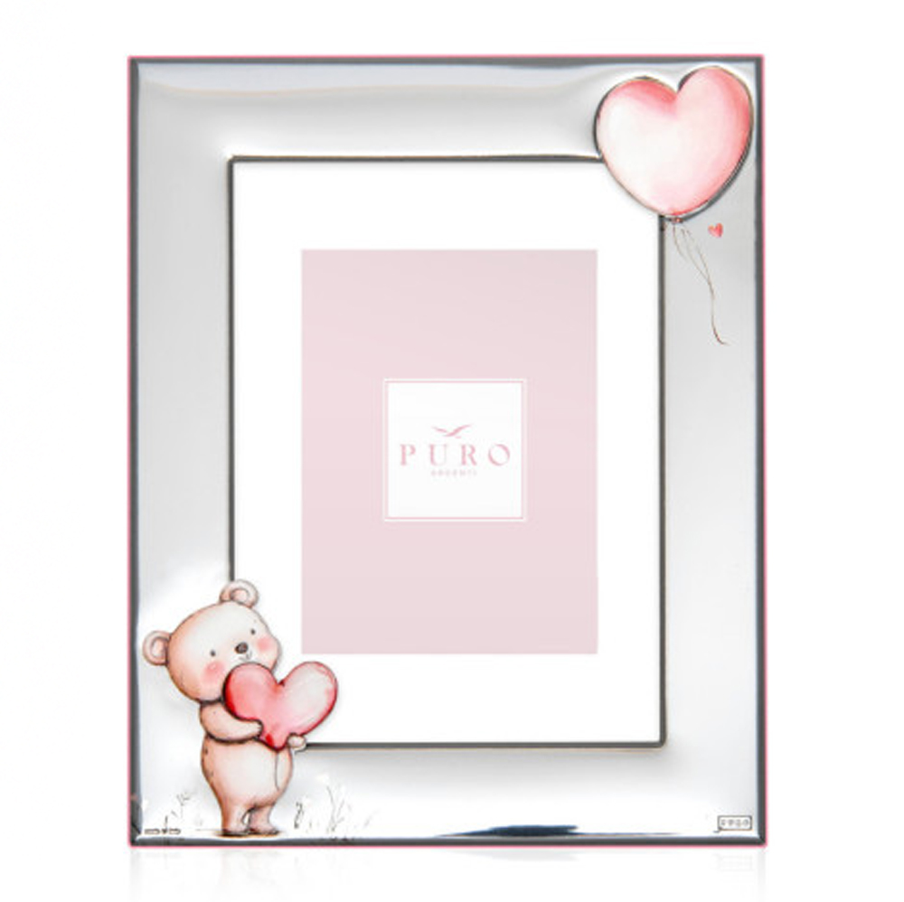 Cornice portafoto orsetto cuore rosa 9X13
