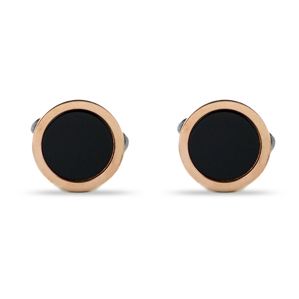 9kt gold cuff-links with onyx by Unoaerre 