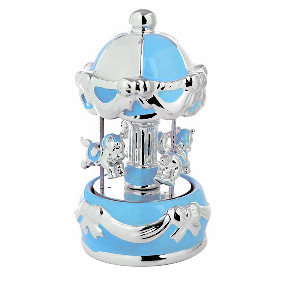 Giostra Carillon con cavalli bambino azzurra
