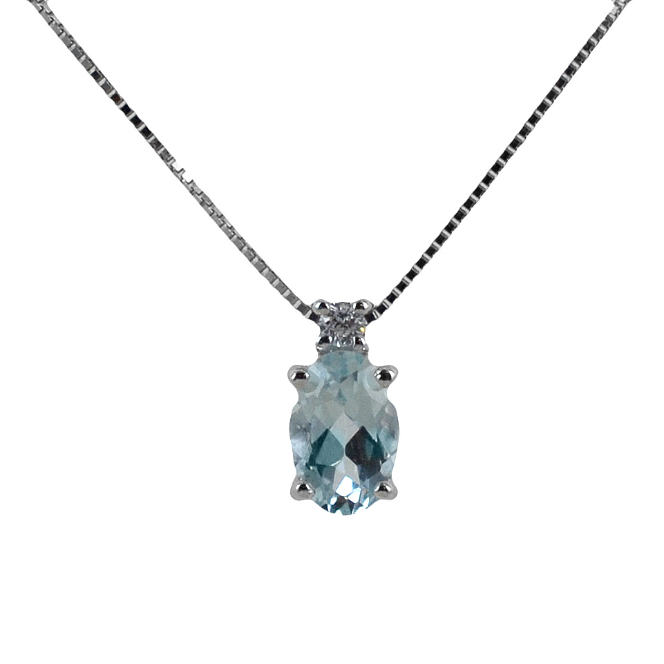 Girocollo Acquamarina e Diamante modello Aisha piccolo