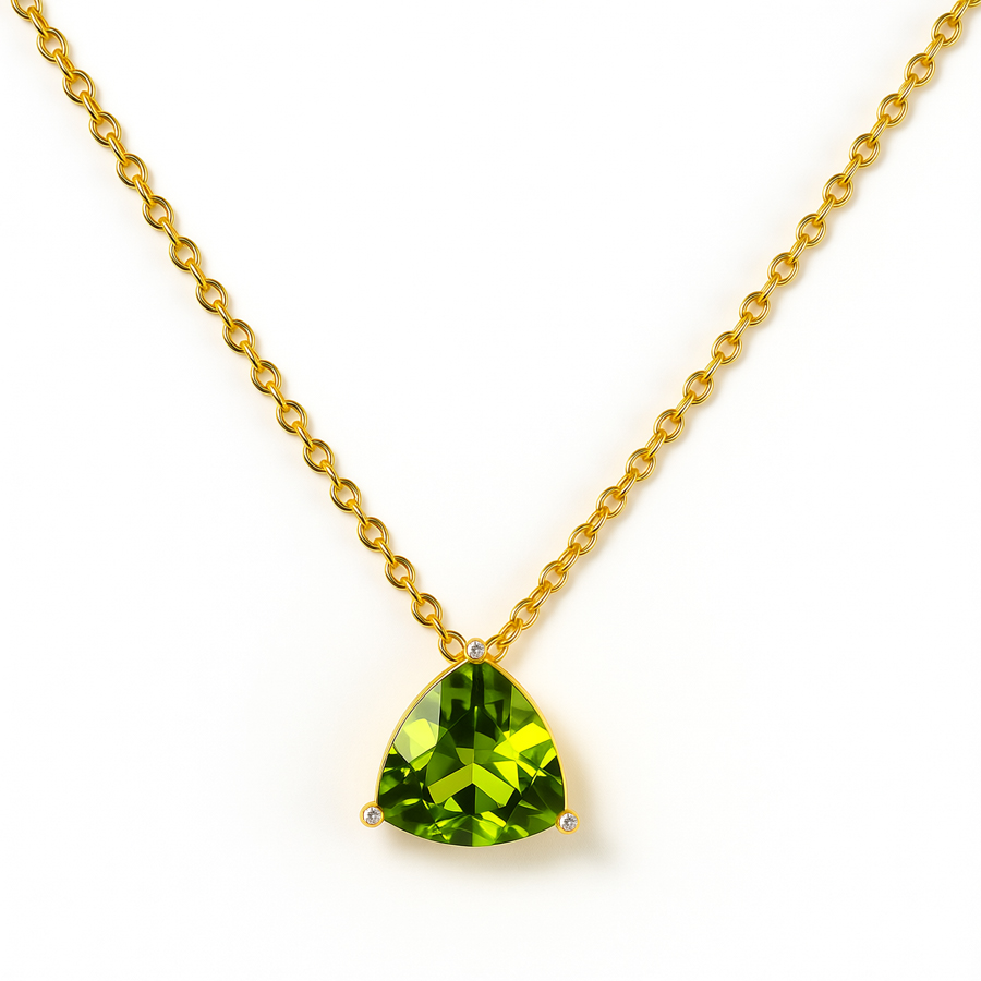 Girocollo con Peridoto Verde e diamanti in oro giallo